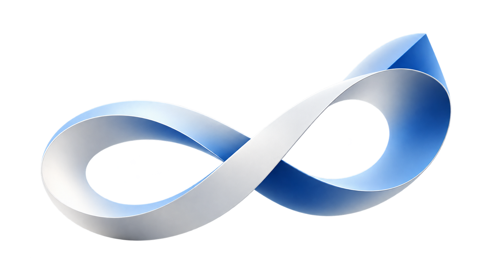 A blue and silver infinity ribbon representing continuous learning